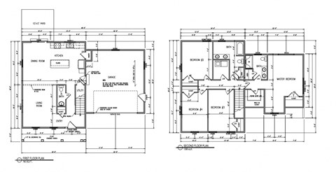 Floor plan for 4 beds, 2.5 baths, 2068 sqft